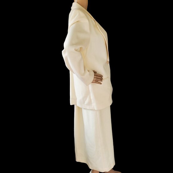 VTG Radcliffe Sag Harbor Wool Suit Set Women's 12/16 Blazer Pencil Skirt White - Picture 14 of 16